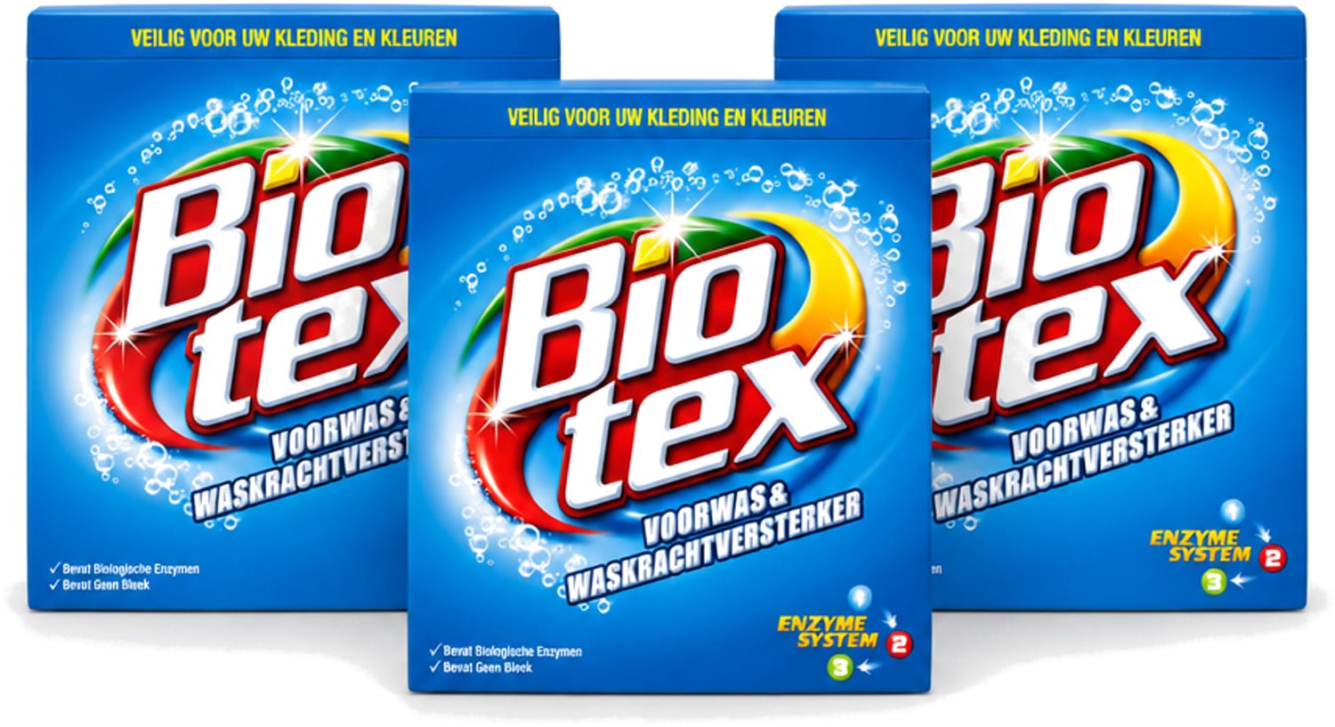 3 x Biotex - Voorwas & Waskrachtversterker - Waspoeder - Witte en Gekleurde Was - 50 Wasbeurten - Voordeelverpakking - 3 stuks