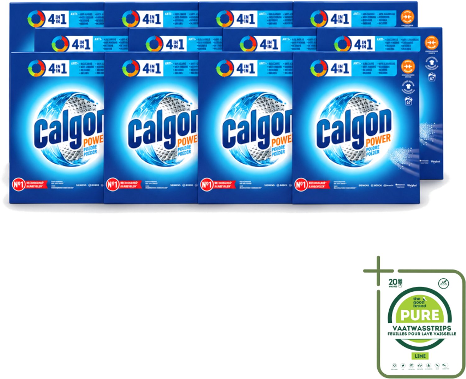 12 x Calgon - Wasmachinereiniger - Tegen Kalkaanslag / Corrosie / Wasmiddelresten / Geuren - 67 Wasbeurten - Grootverpakking - Vaatwasstrips - Wasmachine Reinigen - Kalkvoorkomen - Corrosie Voorkomen - Wasmiddelresten Verwijderen - Geuren Verwijderen