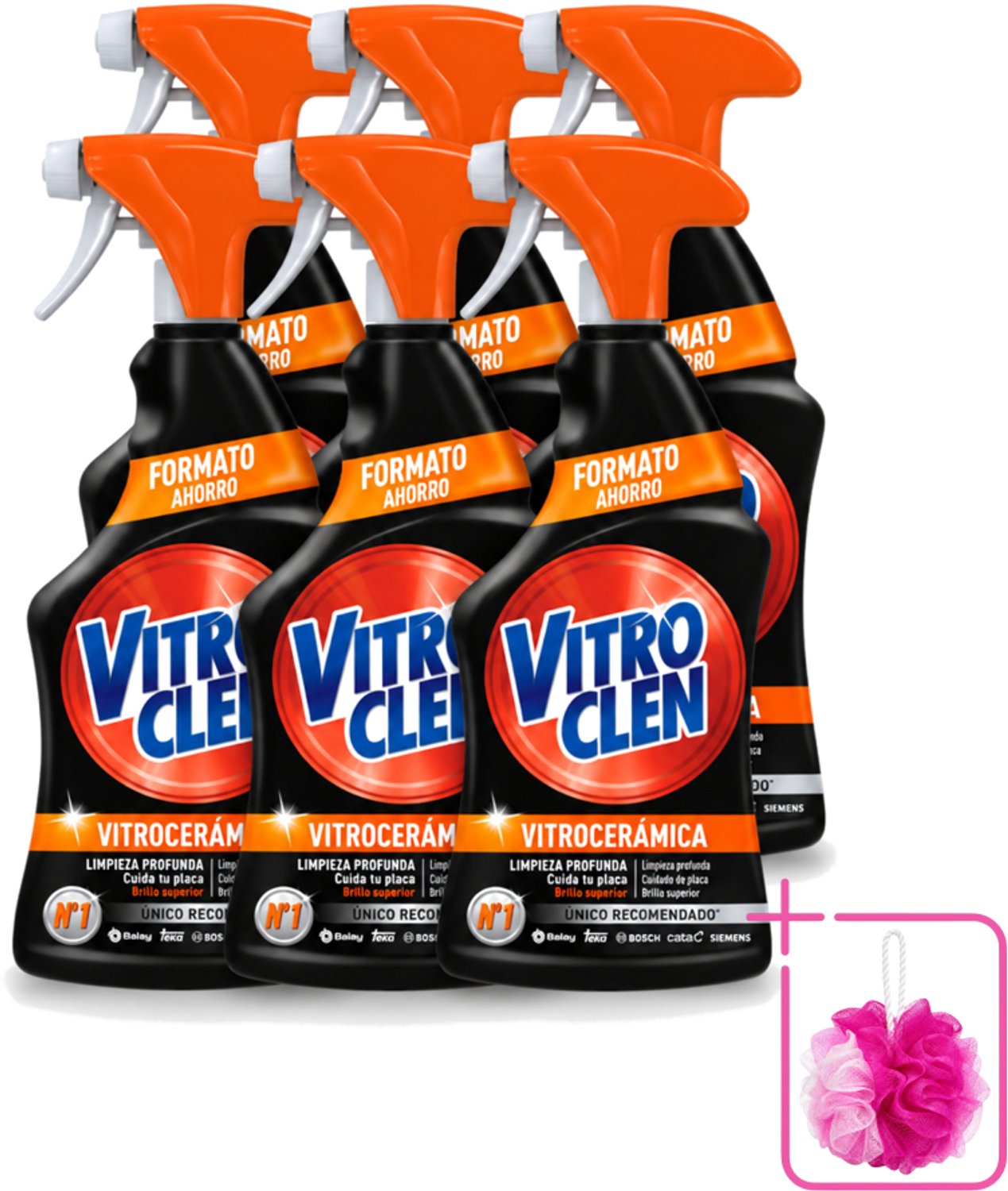 6 x Vitroclen - Keramische Kookplaatreiniger - Spray - 450 ml - Bulkverpakking - Keramische kookplaat reinigen - Douchemop - Kookplaat reinigen