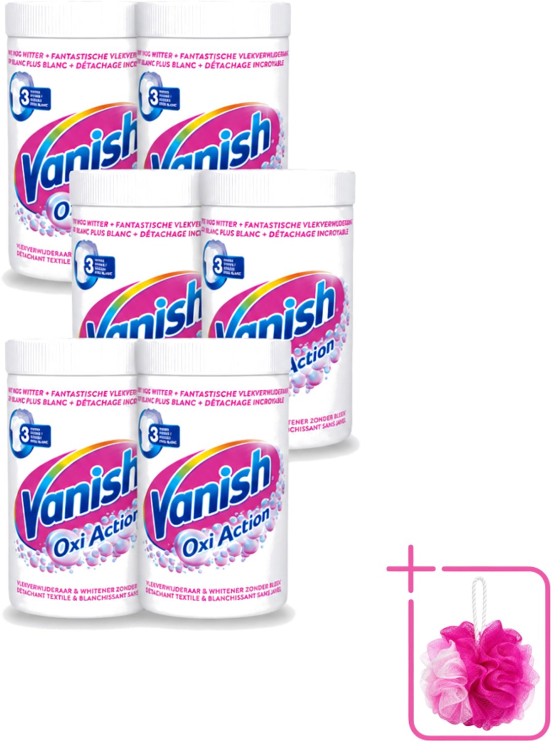 6 x Vanish Oxi Action - Vlekkenverwijderaar Poeder - Zonder Bleek - Witte Was - 1.5 Kg - Bulkverpakking - Vlekverwijderaar - Douchemop - Witte was