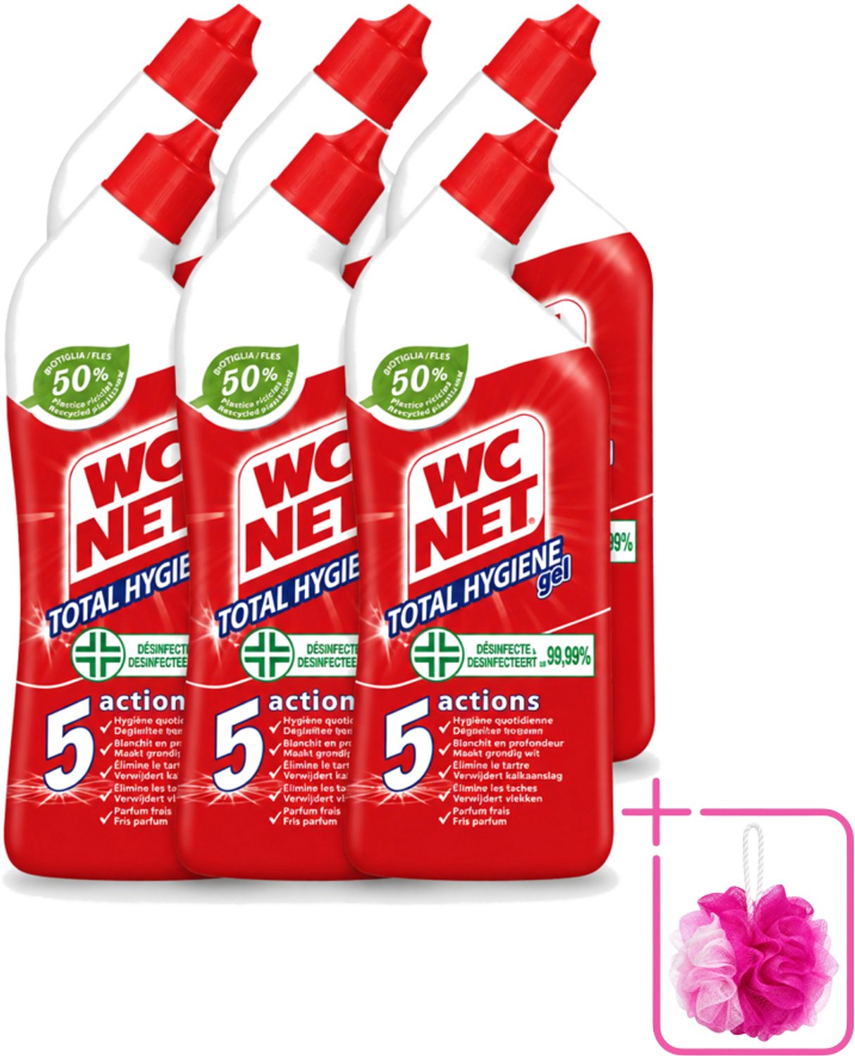 6 x WC Net - Toiletreiniger - Gel - Ontkalkt En Verwijdert Vlekken - 750 ml - Bulkverpakking - WC net - Douchemop - Toilet reinigen