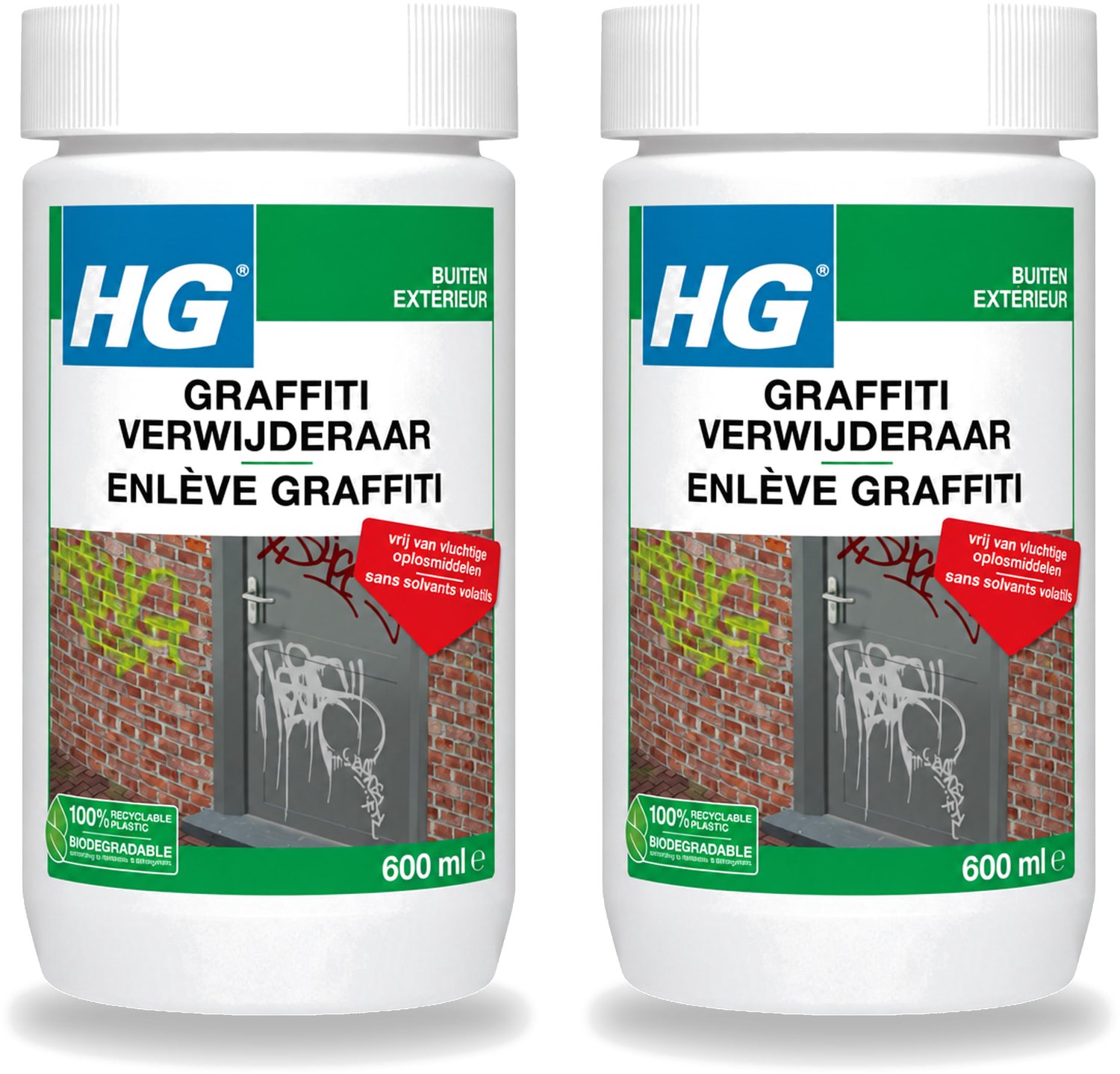 2 x HG - Graffitiverwijderaar - Voor Harde & Zachte Oppervlakken - 600 ml - Voordeelverpakking - 2 stuks