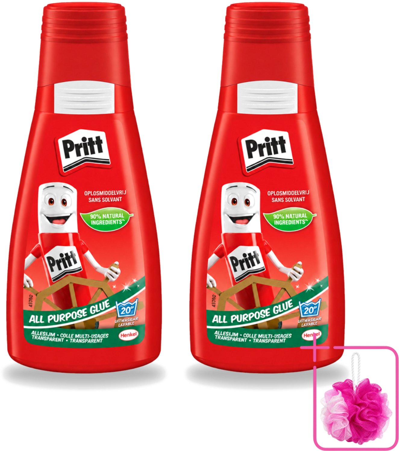 2 x Pritt - Alleslijm - Uitwasbaar - 90% Natuurlijke Ingrediënten - 100g - Bulkverpakking - Lijm - Douchemop - Knutsel