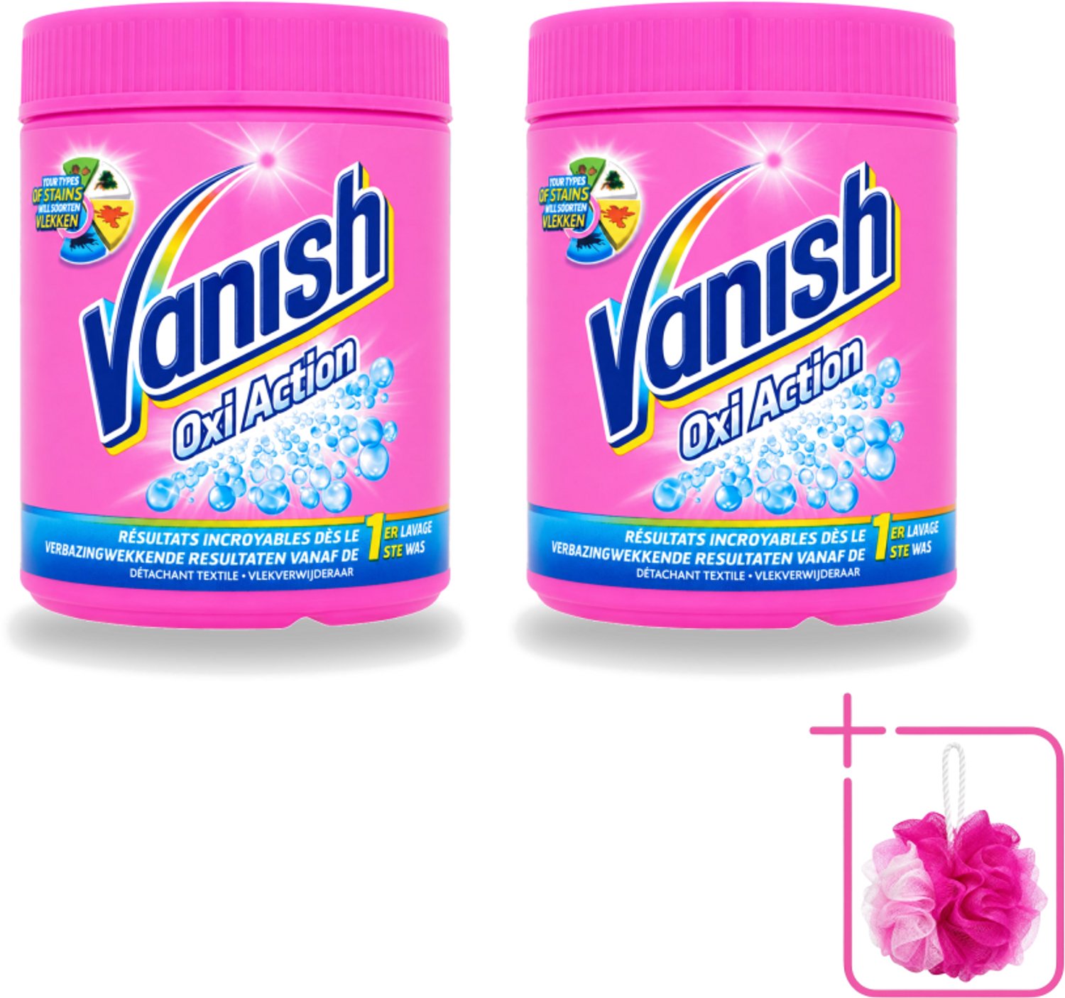 2 x Vanish Oxi Action - Vlekkenverwijderaar Poeder - Zonder Bleek - Gekleurde Was - 500 Gram - Bulkverpakking - Vlekverwijderaar - Douchemop - Gekleurde was