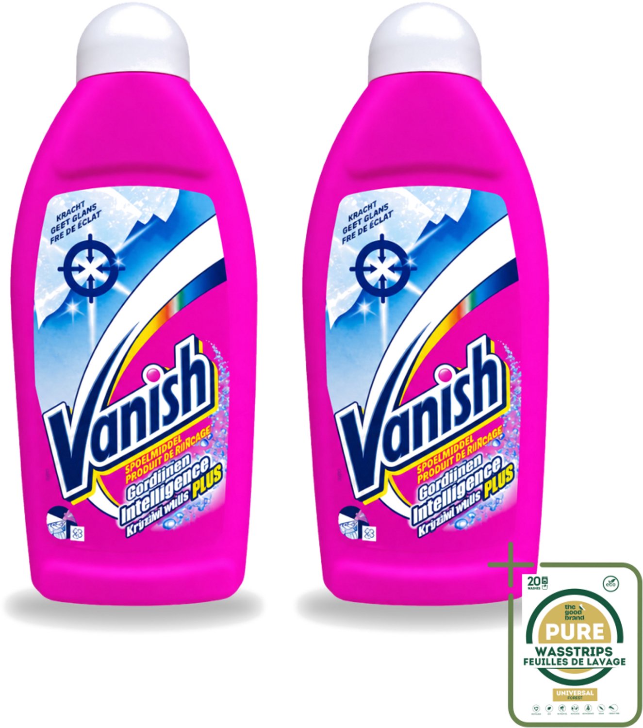 2 x Vanish Gordijnen - Kristalwit - Wasmiddel - Zonder Chloor - Witte Was - 500 ml - Wasstrips - Gordijnen Reinigen - Witte Gordijnen - Wasmiddel Voor Gordijnen - Chloorloos Wasmiddel - Gordijnen Wasmiddel