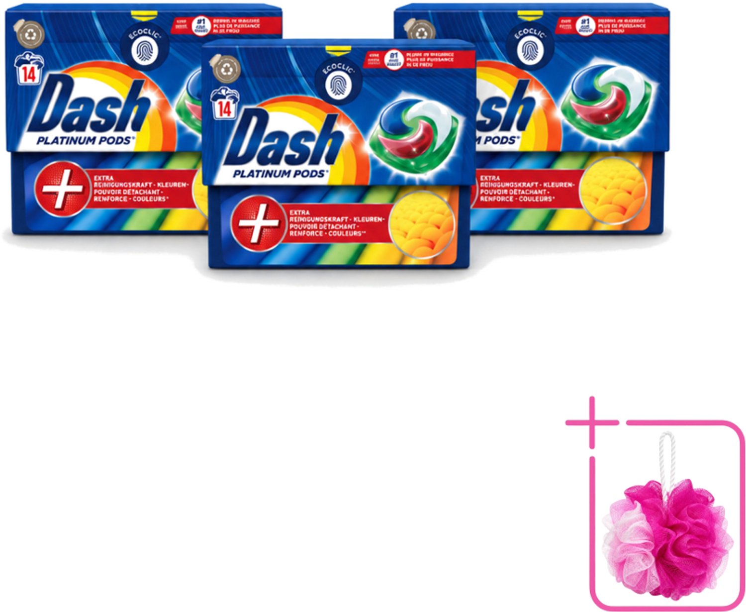 3 x Dash Platinum - Wasmiddel Capsules - Gekleurde Was - 14 Wasbeurten - Bulkverpakking - Gekleurde was - Douchemop - Wasbeurten