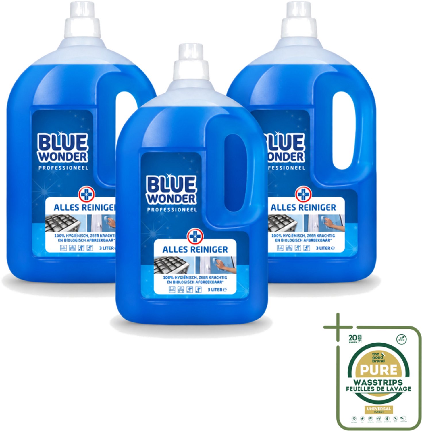 3 x Blue Wonder - Professionele Allesreiniger - Krachige Hygiëne - Biologisch Afbreekbaar - 3L - Allesreiniger - Hygiëne - Vetverwijderaar - Vlekverwijderaar - Waskrachtversterker