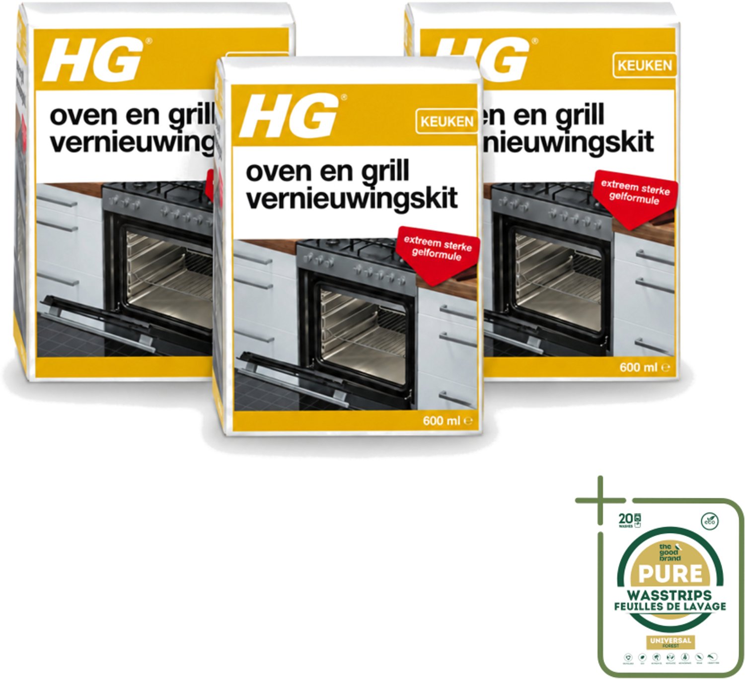 3 x HG - Oven & Grill Vernieuwingskit - Sterke Gelformule - 600 ml - Oven Reinigen - Grill Reinigen - Bakplaat Reinigen - Rooster Reinigen - Vet Verwijderen