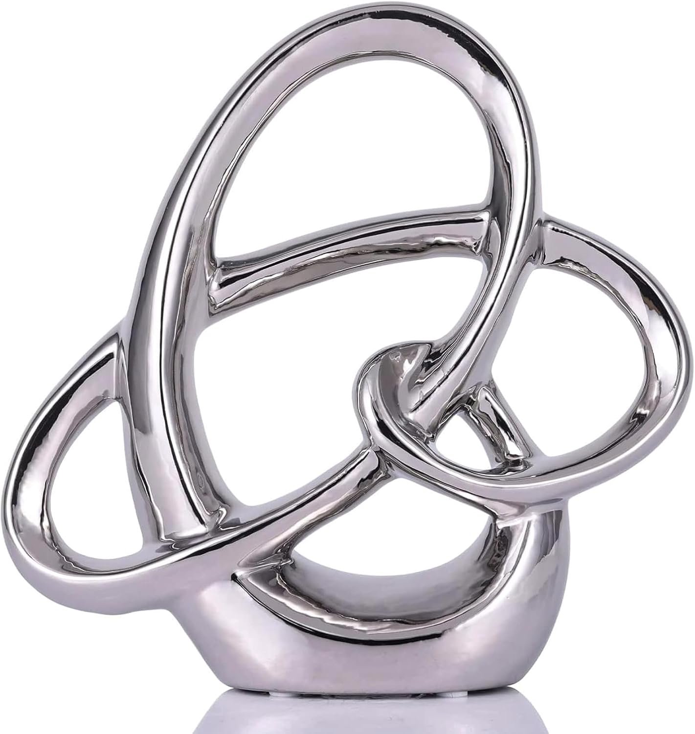 Silver Ceramic Sculpture 22 cm – Modern Abstract Deck Figur – Elegant Table Decoration for Living Room, Cabinet - ShopVlot