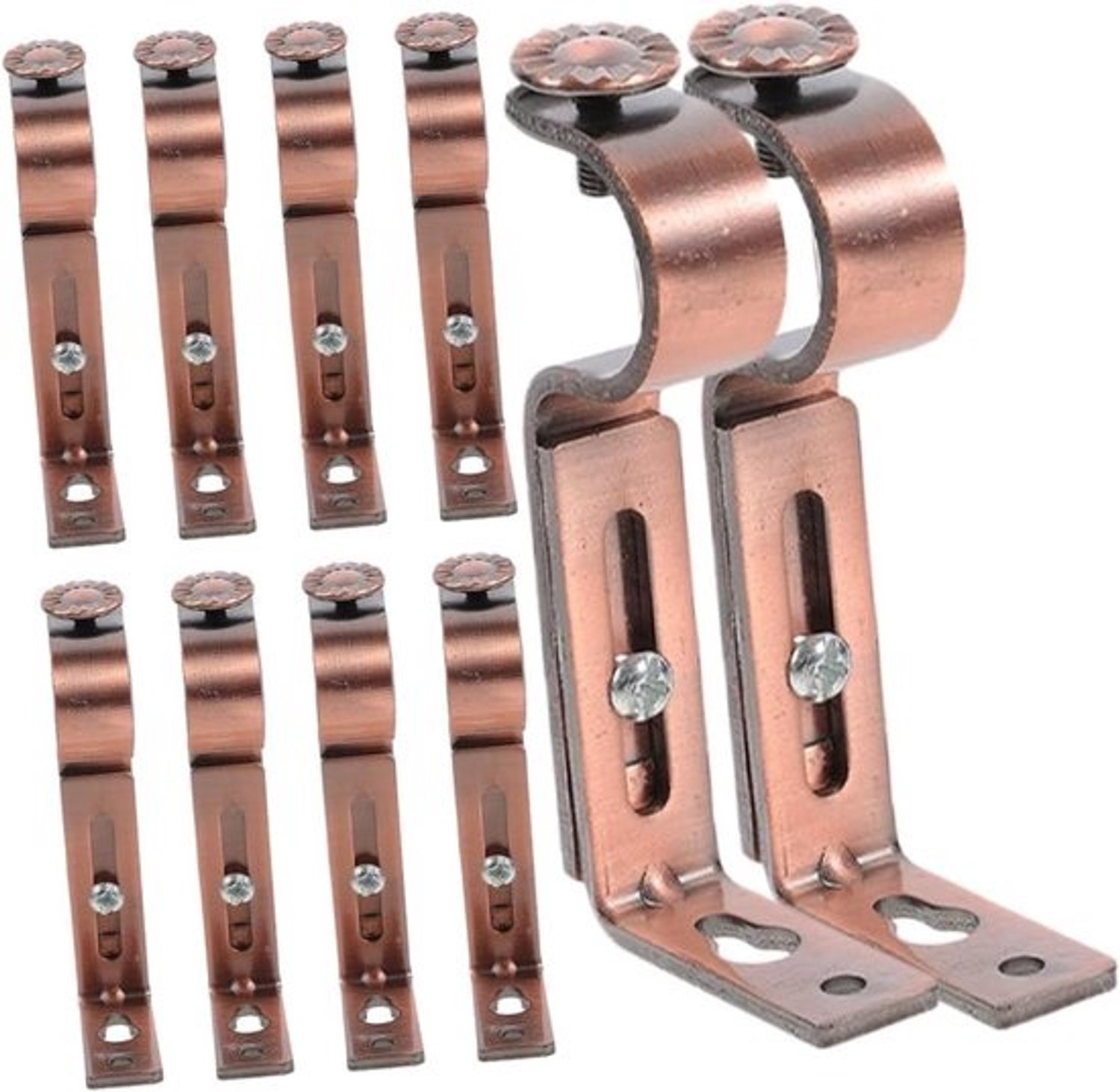 Houders voor gordijnstang - Klemmen voor stang - Voor het ophangen van gordijnen - IJzeren basis - 10 stuks - Zoals afgebeeld