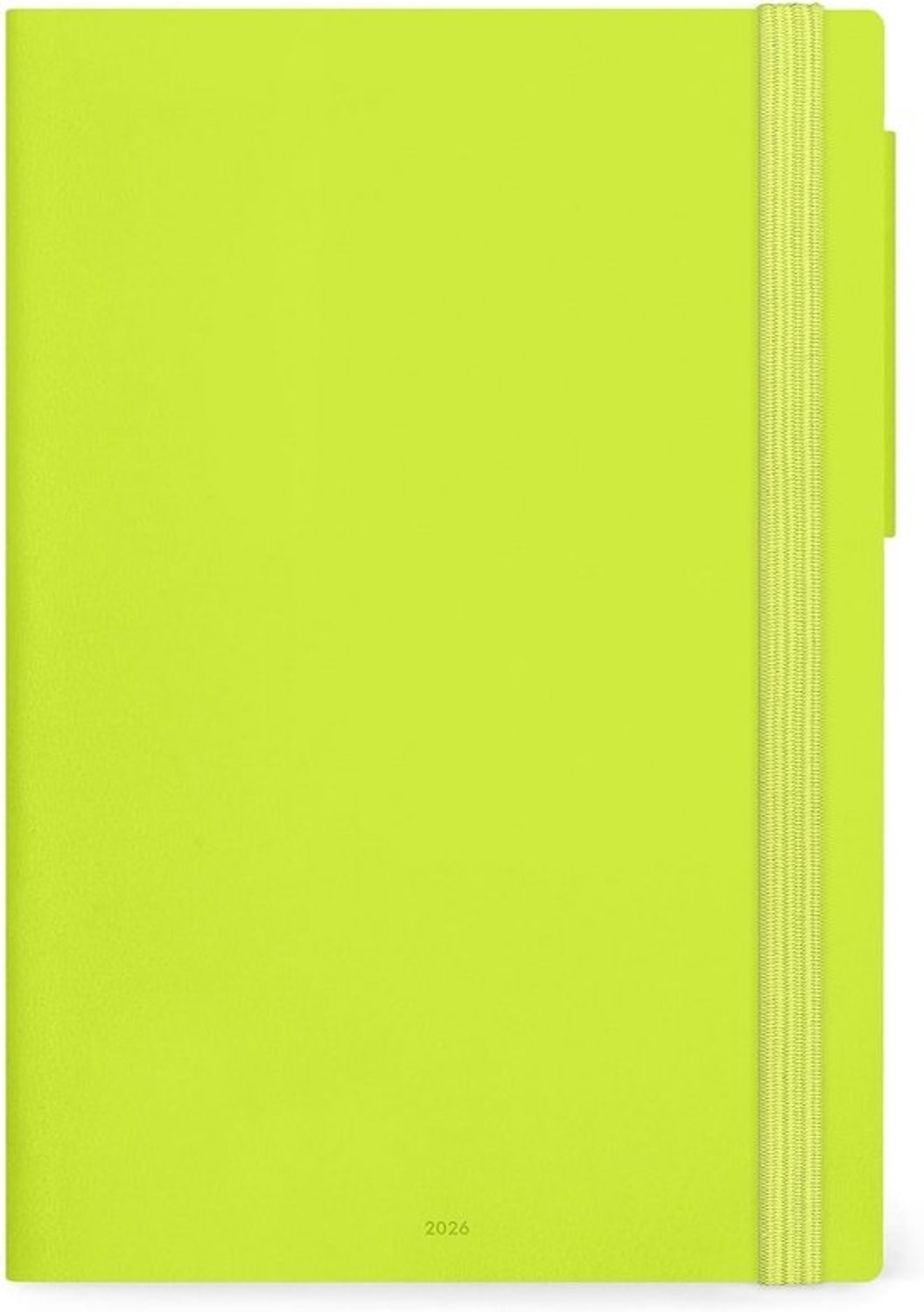 Grote dagkalender 2026 - groen, 12 maanden, elastiek, FSC-papier, 17x24 cm