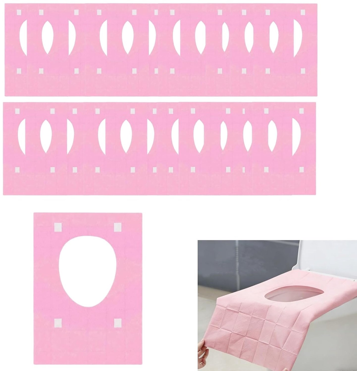 Wegwerp toiletbrilbekleding 60 stuks - Roze - Hygiënisch - Voor onderweg - ShopVlot