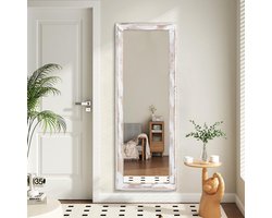 AAZZKANG Ganzkörperspiegel met houten frame, 110 x 35 cm, rustieke grote wandspiegel voor slaapkamer, woonkamer - ShopVlot