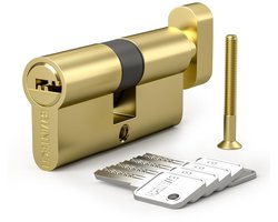 Bwintech 1 stuks 35T/35 mm Euro Messing Cilinder, 70mm Thumbturn/Key Barrel Lock Met 5 Horizontale Messing Sleutels - ShopVlot
