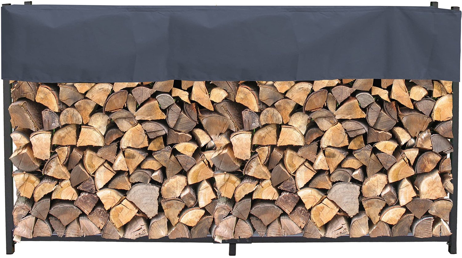 Famanu – Tuin brandhoutrek van staal met afdekking, 200 x 25 x 115 cm, antraciet, weerbestendig