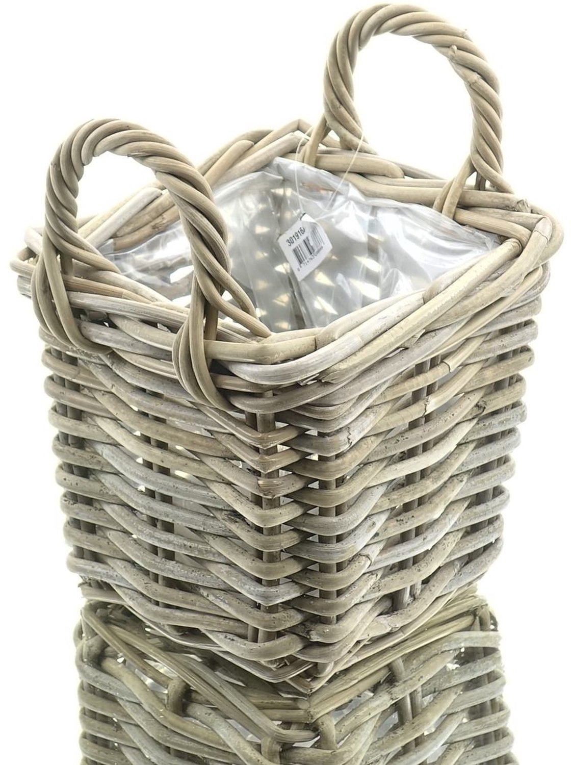 Van der Leeden rotan plantenmand met handvatten 20 x 20 cm