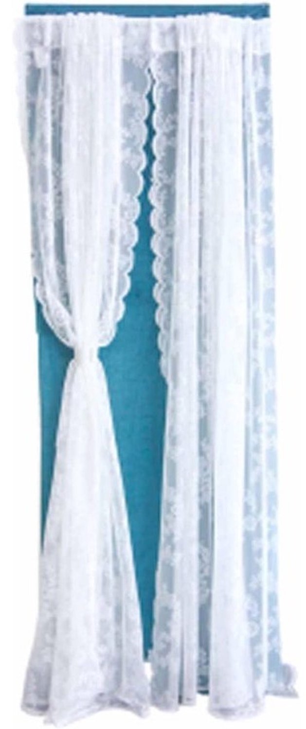 2 Pieces White Lace Curtains, Delicate Sheer Curtains, Lightweight Floral Lace Panel Curtains, Vintage Window Panels Curtains for Bedroom, Dining Room, French Door, Kitchen(2.5m)