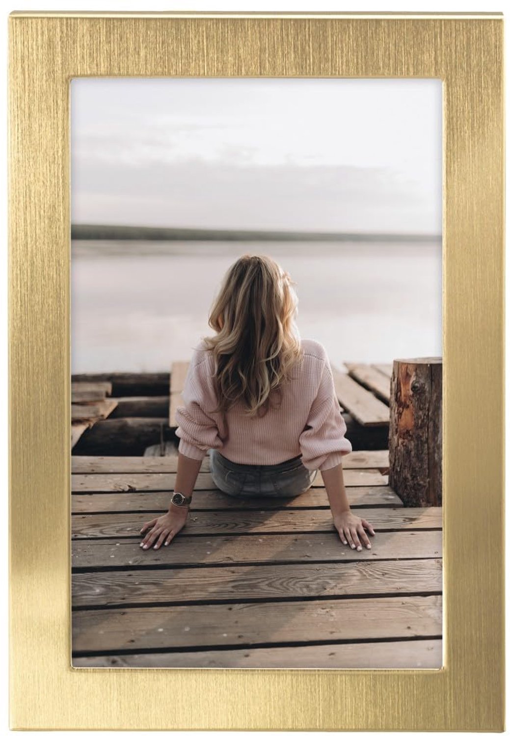 Famanu Portretframe van aluminium in goud, extra brede rand, geschikt voor het presenteren van foto's en kunstwerken, ideaal voor thuis of op kantoor