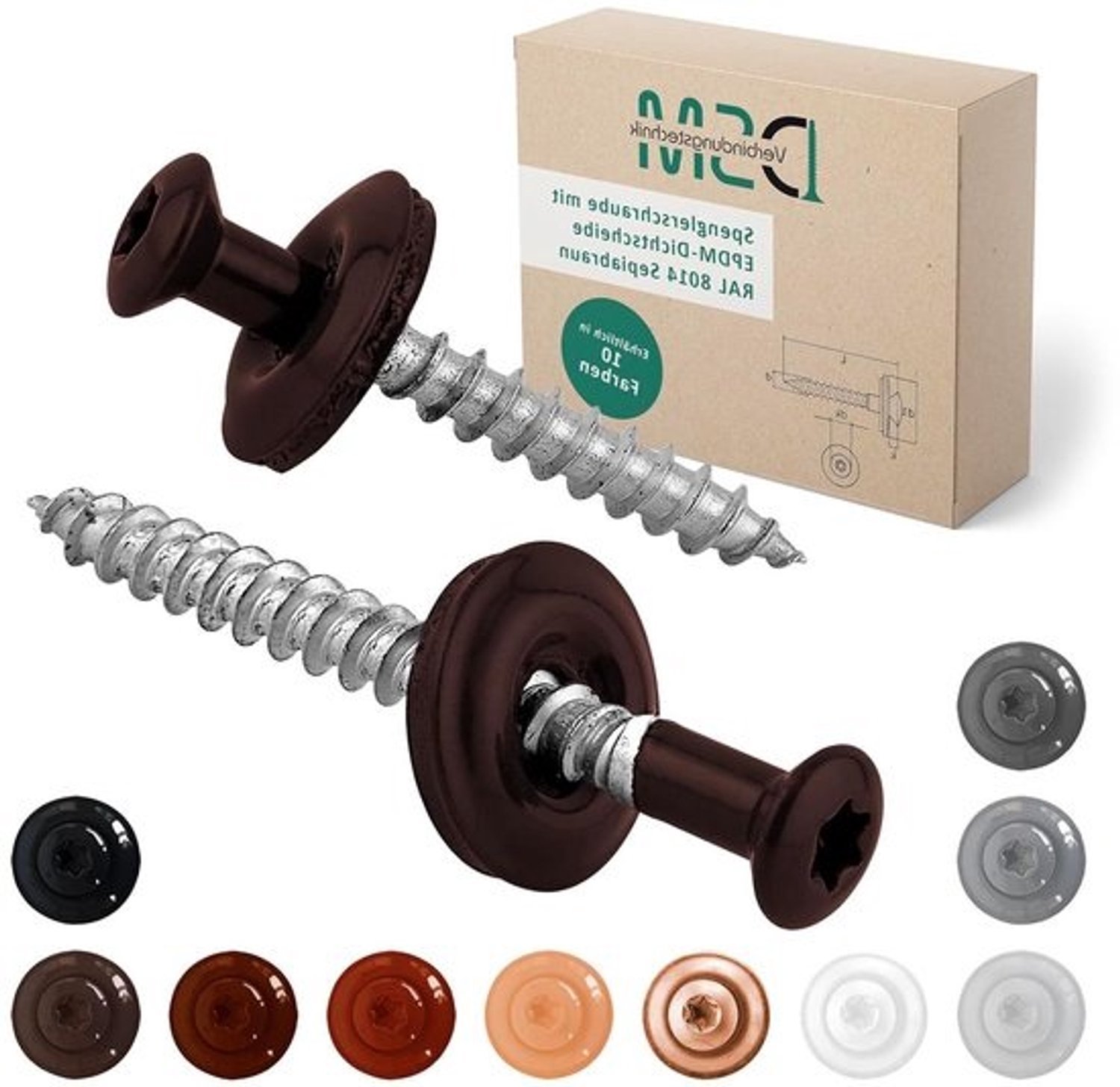 Zelftappende Schroeven - Dak Schroeven - Gevel Bevestigen - Met EPDM Afdichting - 45 x 45 mm - Sepiabruin