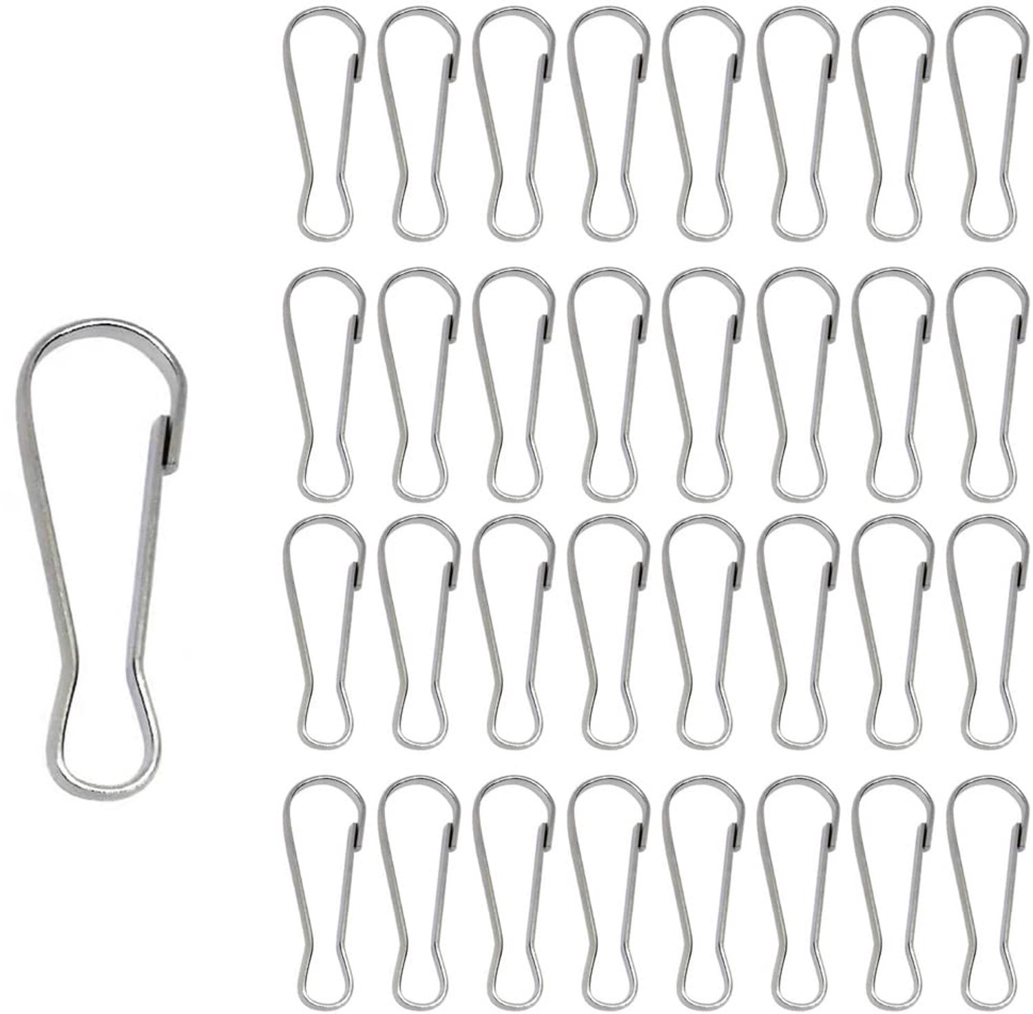 Generic CL-Link 80 stuks metalen veerhaken, vernikkeld staal, enkelvoudige haken, vlaggenmast, clip voor sleutelhanger, waslijn, vlaggenstang ASIN