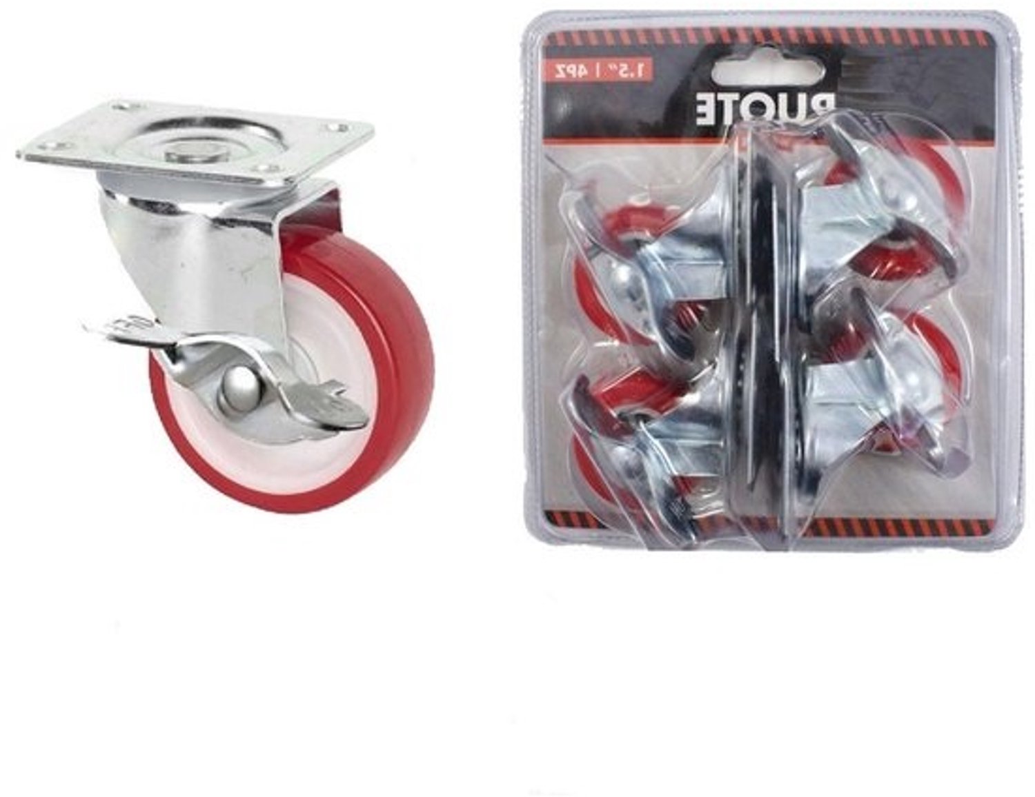 Zwenkwielen Set - Wielen met Rem - Meubels Verplaatsen - Verzinkt Stalen Frame - 2 Inch Breed - Zwart