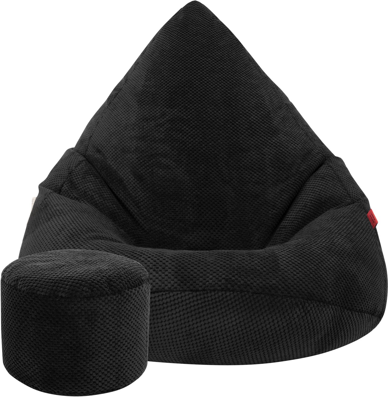 Cronen Zwarte Velours Sako Poef met Voetenbank - Boho Stijl