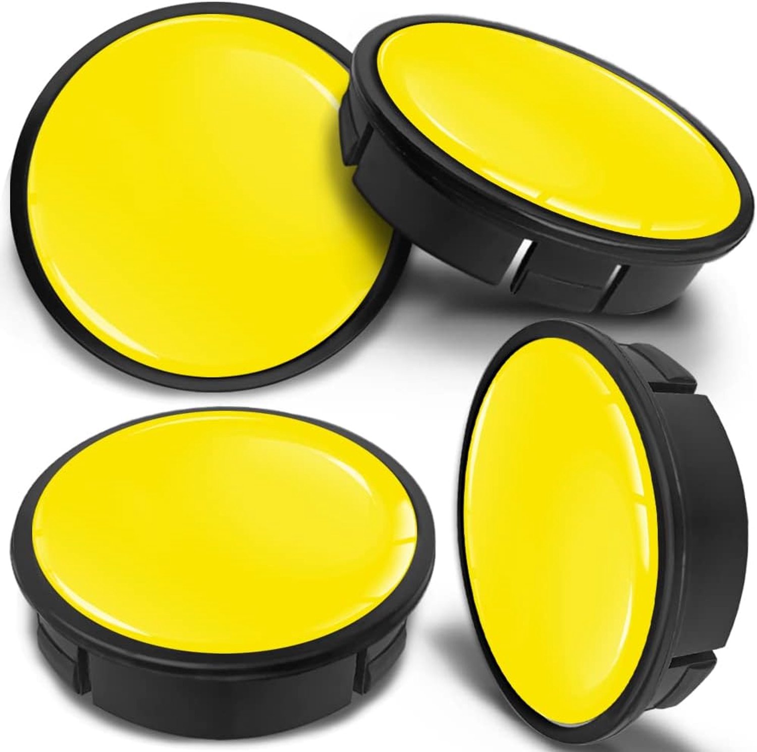 Aluminium velgen 60 mm - gele hubcaps - set van 4 - perfect voor vervanging - Homevero