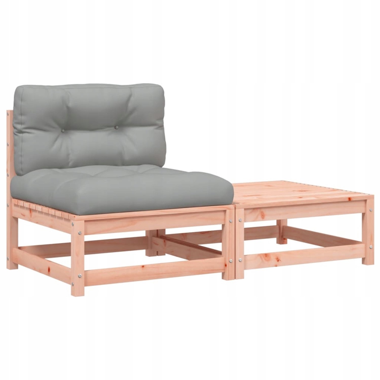 Modulaire Houten Tuinbank met Voetenbank & Kussens - Douglas Hout