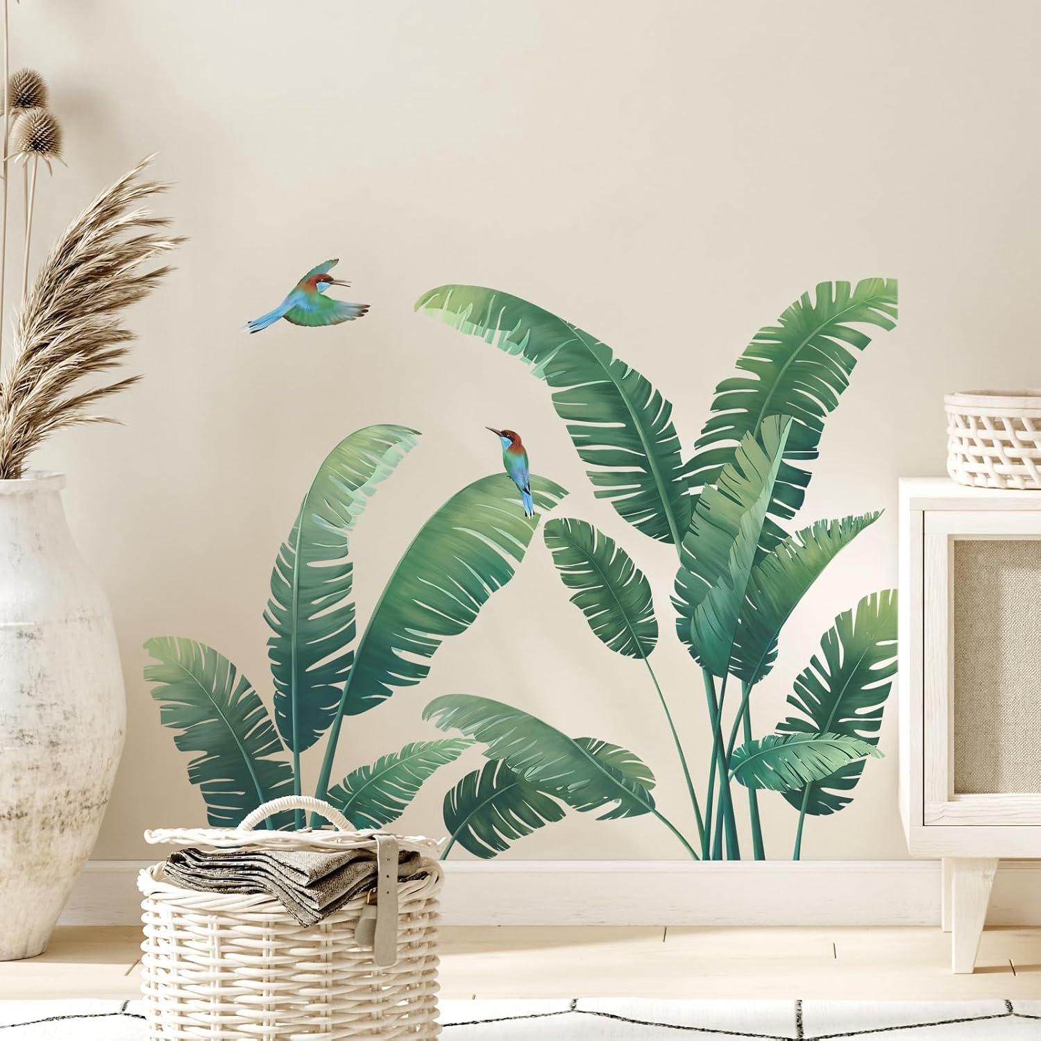 Wandstickers tropische palmbladeren - grote groene bladeren - vinyl muurdecoratie - breng natuur in uw huis - ShopVlot