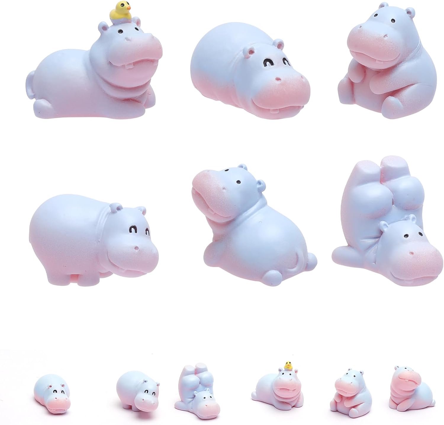 SnelShoppen - 6 Stuks Mini Nijlpaard Auto Dashboard Figuren Set - Schattige Nijlpaard Autodecoraties van Hars - Grappige Dashboard Ornamenten voor Int