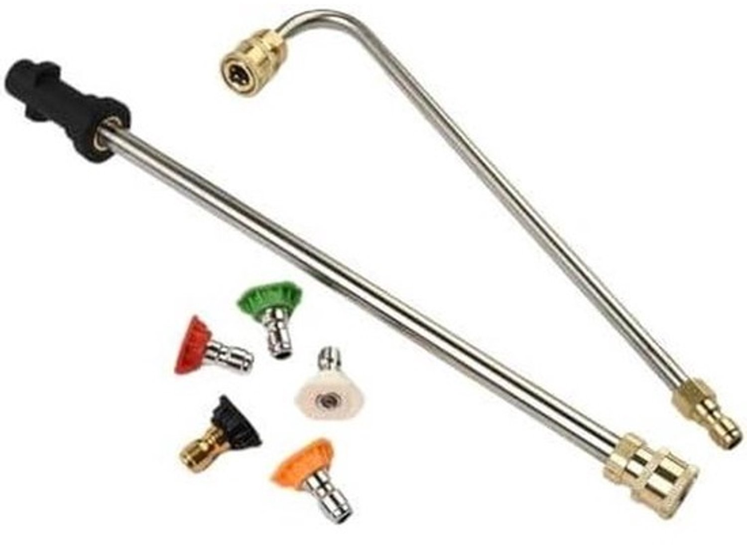 Gootreiniger Set - Verlengstang Accessoires - Hoge Oppervlakken Reinigen - Inclusief 5 Spuitmonden - 74 cm Lang - Zilverkleurig