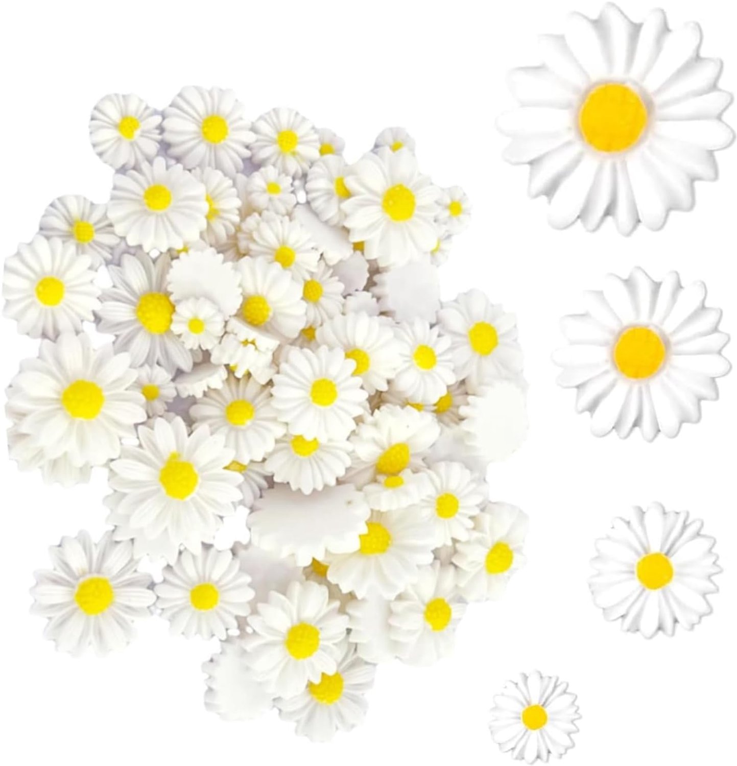 Mini Daisies 40 Stuks - Hars Bloemen - Schattig en Delicaat - Perfect voor Creatieve Klussen - ShopVlot