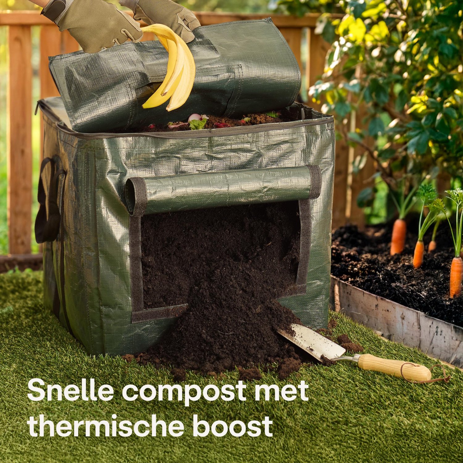 SnelShoppen - Thermo-compostbak voor tuin, klein, 85 liter, ruimtebesparend, weerbestendig, met ventilatie- en vulklep voor snelcomposteren van keuken