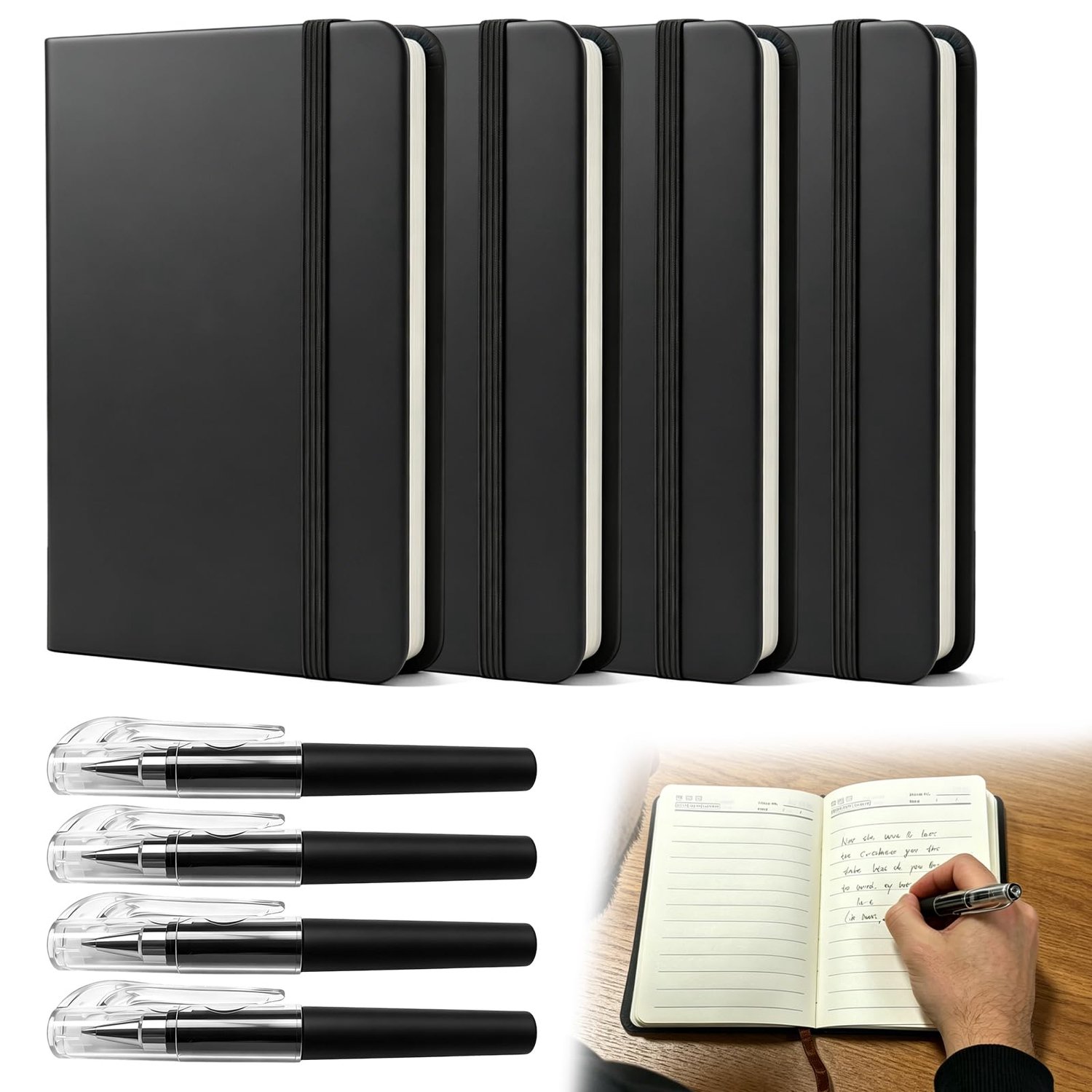 A6-notitieboekjes set van 4 - hardcover - 9,5 x 14,3 cm - ideaal voor onderweg - ShopVlot