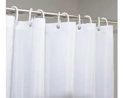 YISURE Douchegordijn wit kort model van polyester textiel waterafstotend - ShopVlot