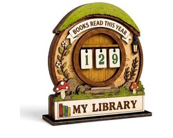 Laromene Books Read This Year Counter, houten boekenkastdecoratie, sprookjesstijl, boekenteller, bord voor werkkamer - ShopVlot
