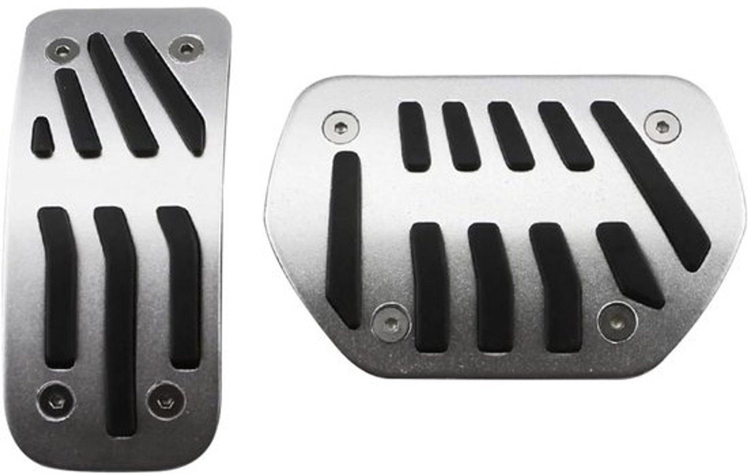 Pedaal Covers - Auto Pedalen - Verbeterde Grip - Roestvrij Staal - One Size - Zilver Zwart