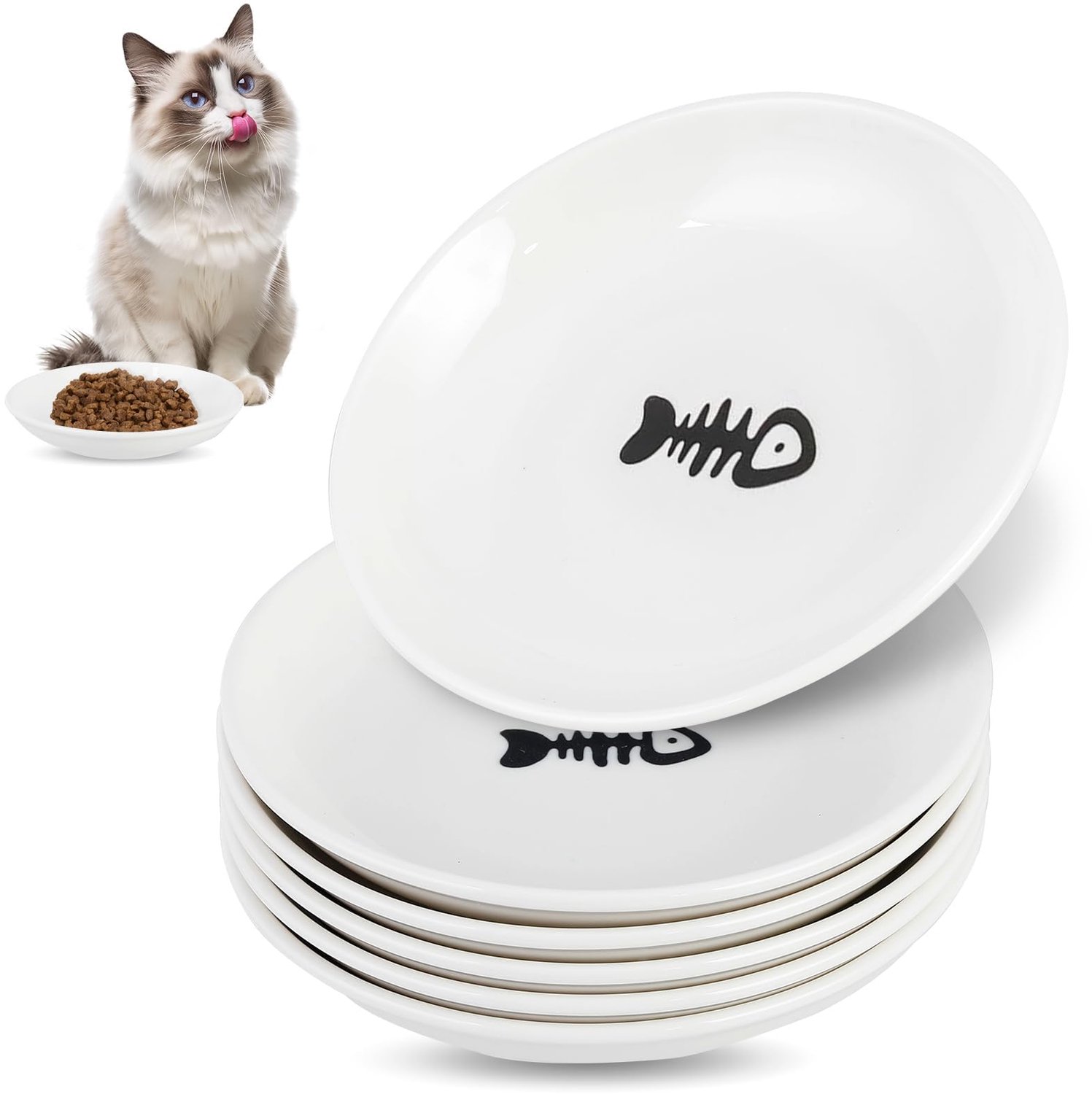 Katten voerbakken 6 stuks - keramische kattenbak - verhoogd ontwerp - perfect voor katten - ShopVlot
