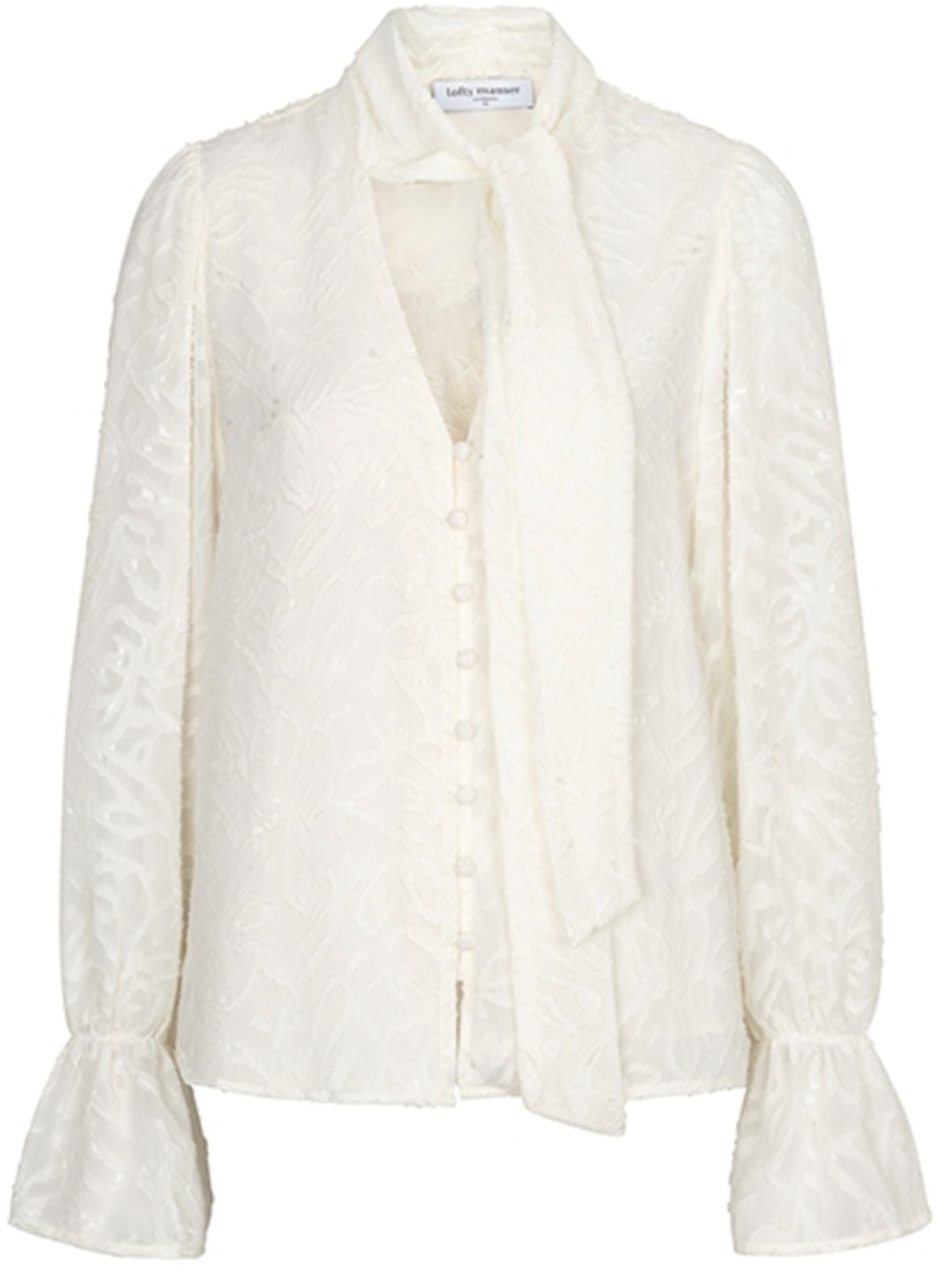 Lofty Manner Blouse Blouse Jett Jacquard Bow Tie Rj01 1 Cream Dames Maat - M