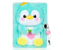 Pinkgarden Pinguïn Dagboek voor Meisjes met Slot en Sleutels, Pluche Pinguïn Journal Notebook voor Kinderen, Geheim Slot Dagboek met 160 Gelinieerde P