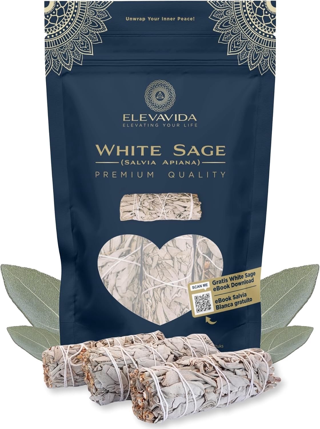 Witte salie voor roken - gedroogd - 3 pakjes incense bundles - energie reinigen - ShopVlot