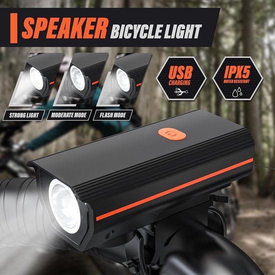Fietslamp - nachtrijden super helder - oplaadbare auto lamp - voorlichter met achterlicht - oranje - 10 * 4,5 * 4cm — afbeelding 2