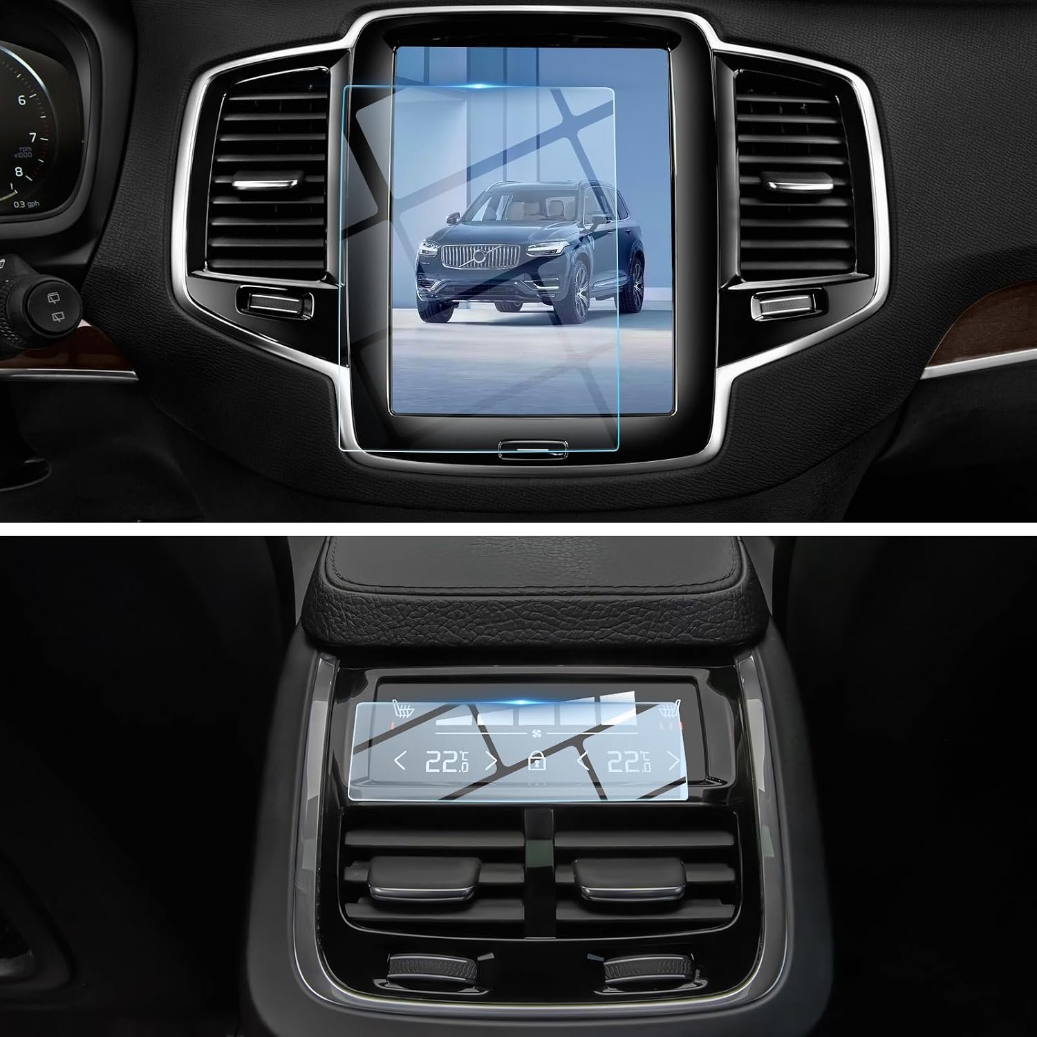 Navigatiebeschermfolie Volvo XC90 XC60 - 9H gehard glas - volledige schermbescherming - minder vingerafdrukken - ShopVlot