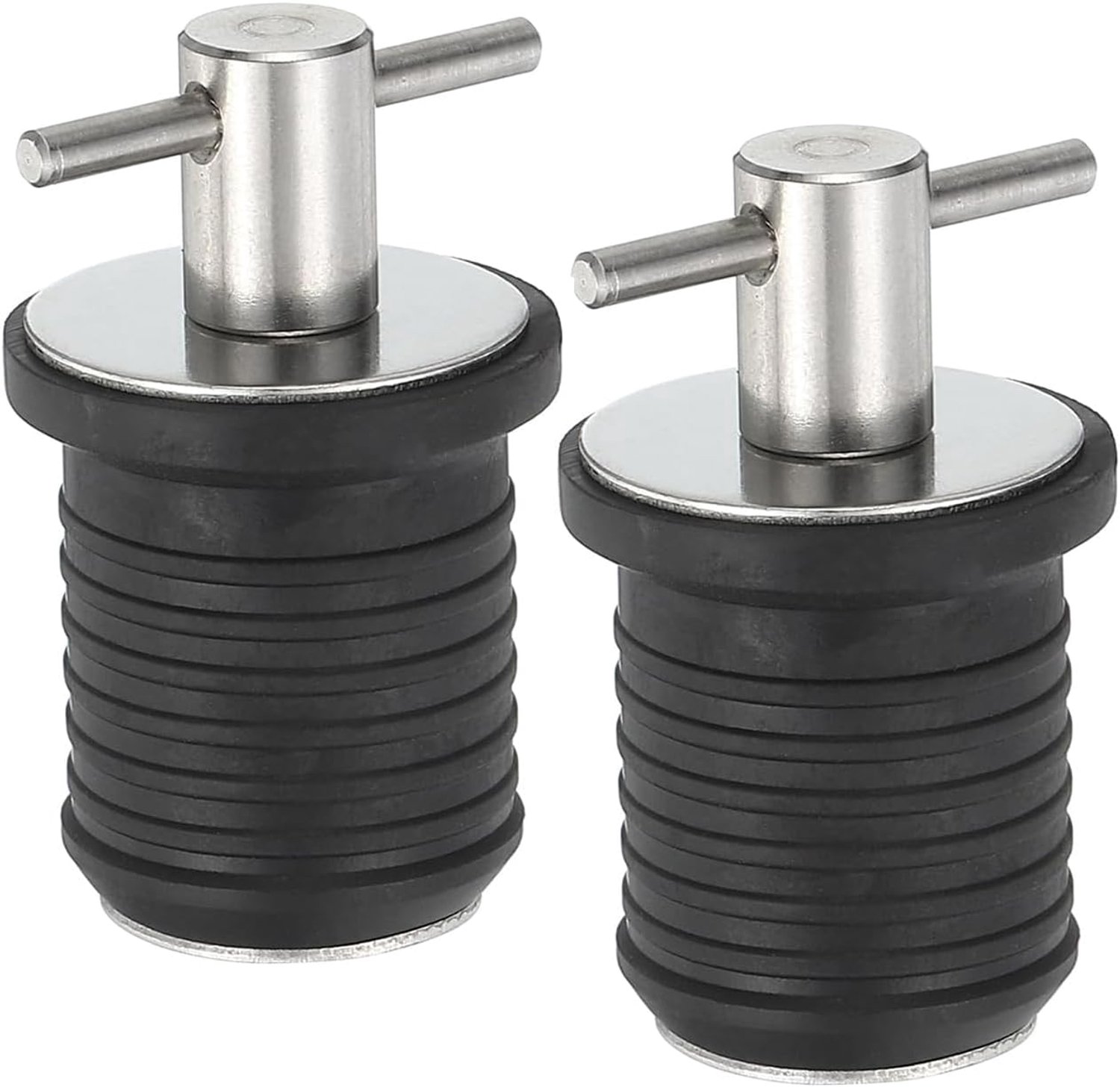 2 x Boat Drainage Stops, Waterproof PVC Stopper, Expansion Stop, T-Handle, Stainless Steel, Boat Stop, for 25 mm Boat - ShopVlot