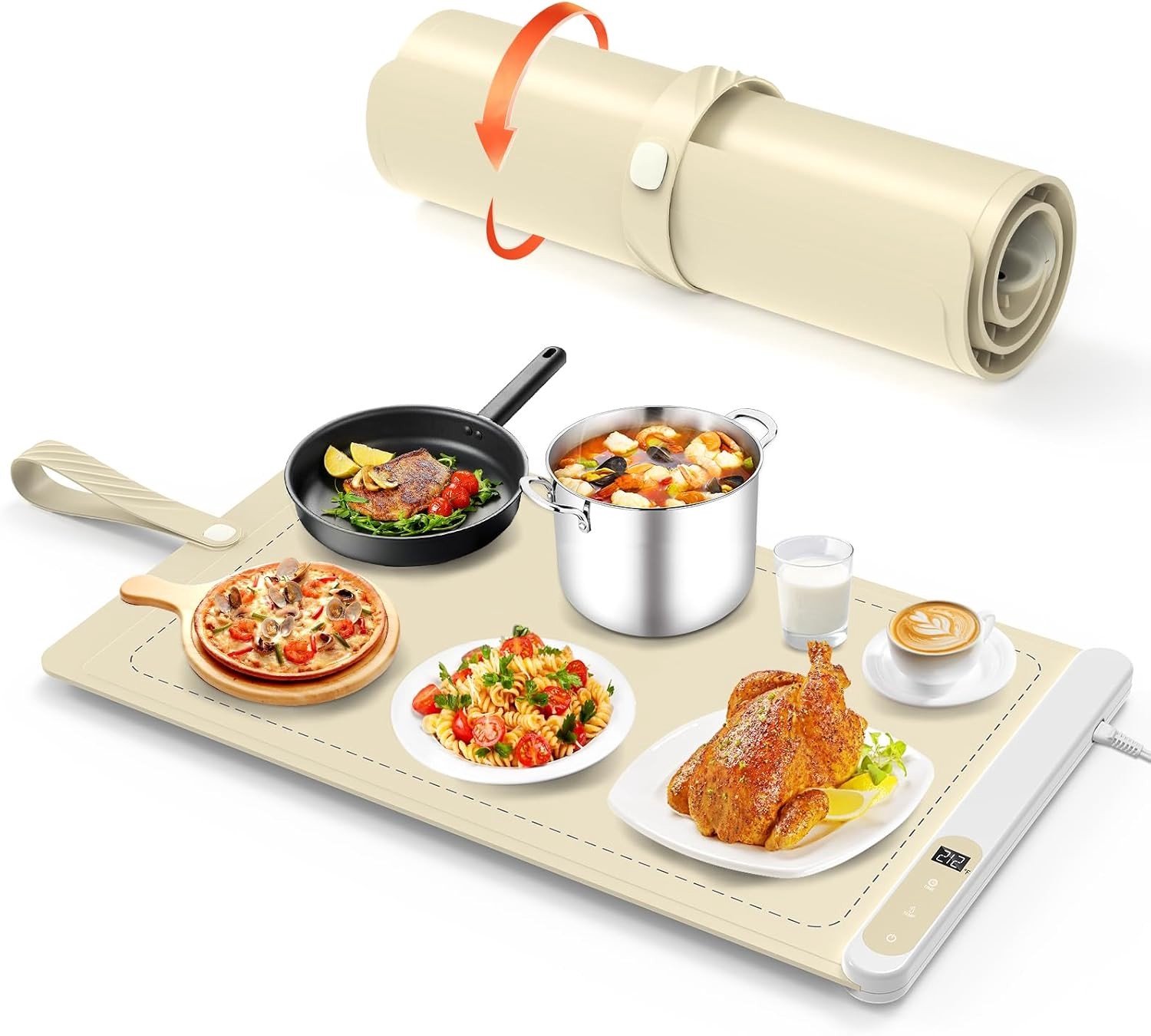 Opvouwbare Voedselverwarmingsplaat - Zwart - 62 x 37 cm - Flexibele Siliconen Verwarmingsplaat met Instelbare Temperatuur - Voor Thuisgebruik