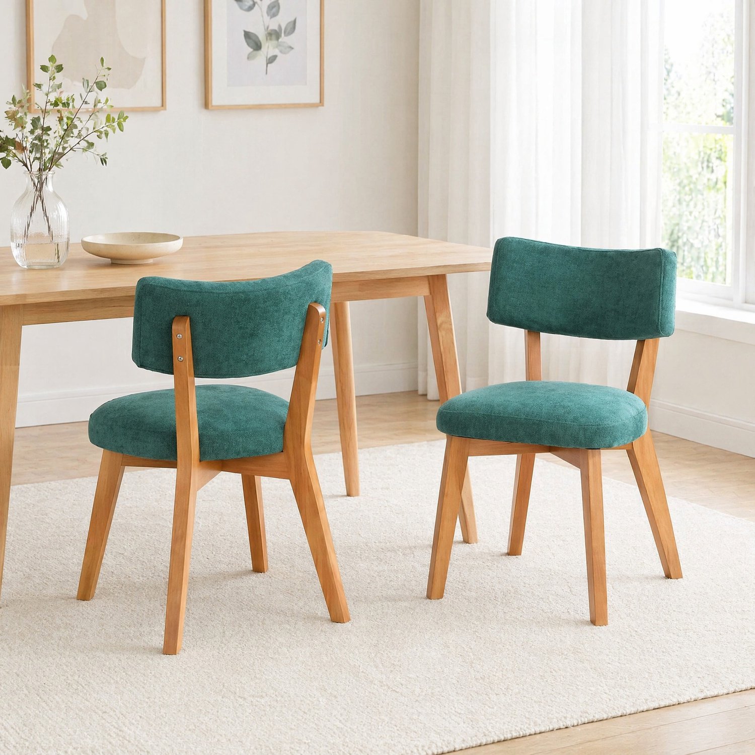 CHICFURN Eetkamerstoel - Set van 2 - Gewatteerd - Hout - Groen