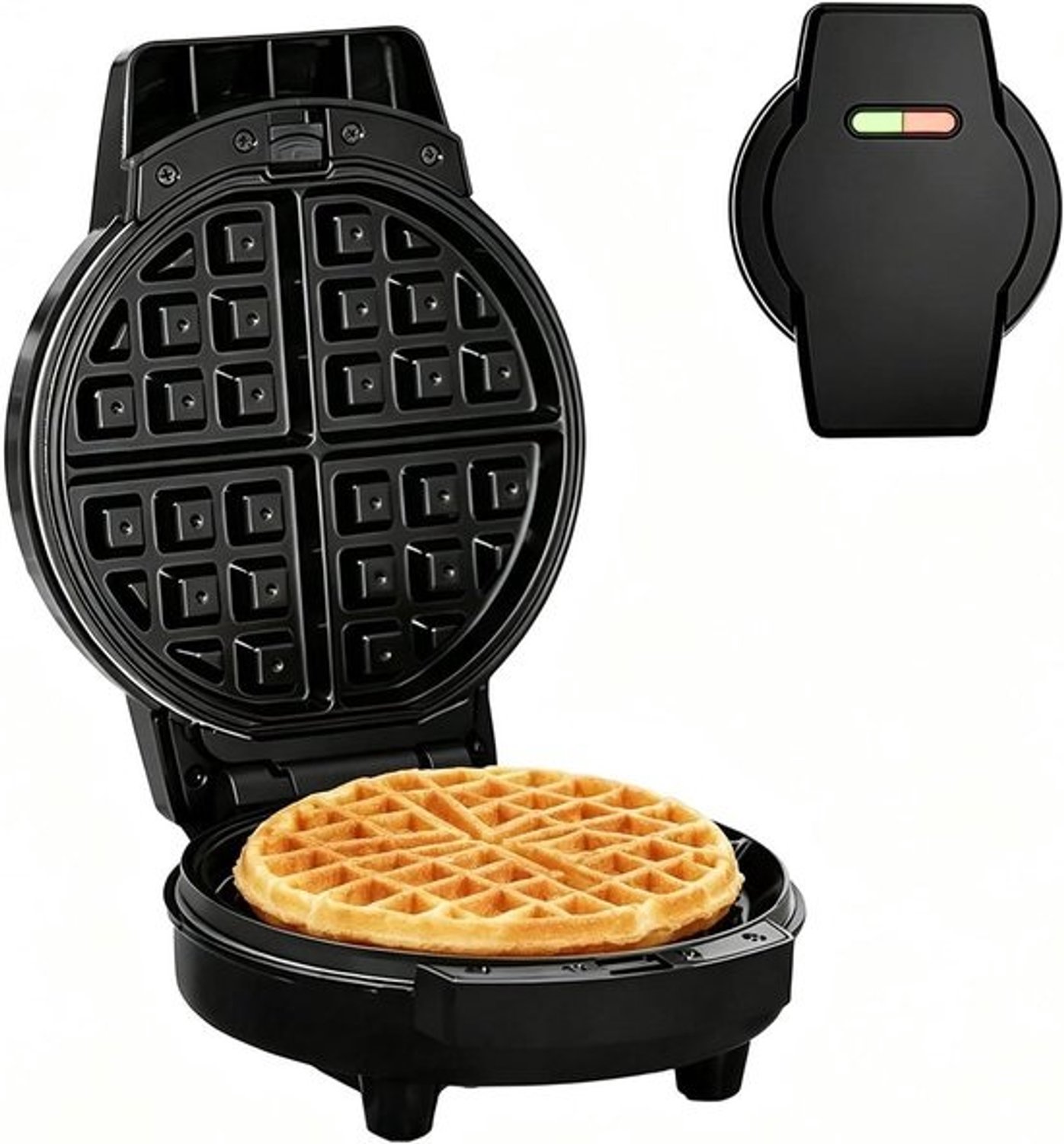 Wafelmaker en tostiapparaat - Apparaat voor sandwiches en ontbijt - Binnen korte tijd snacks bereiden - 3 uitwisselbare platen - Klein formaat - Zwart