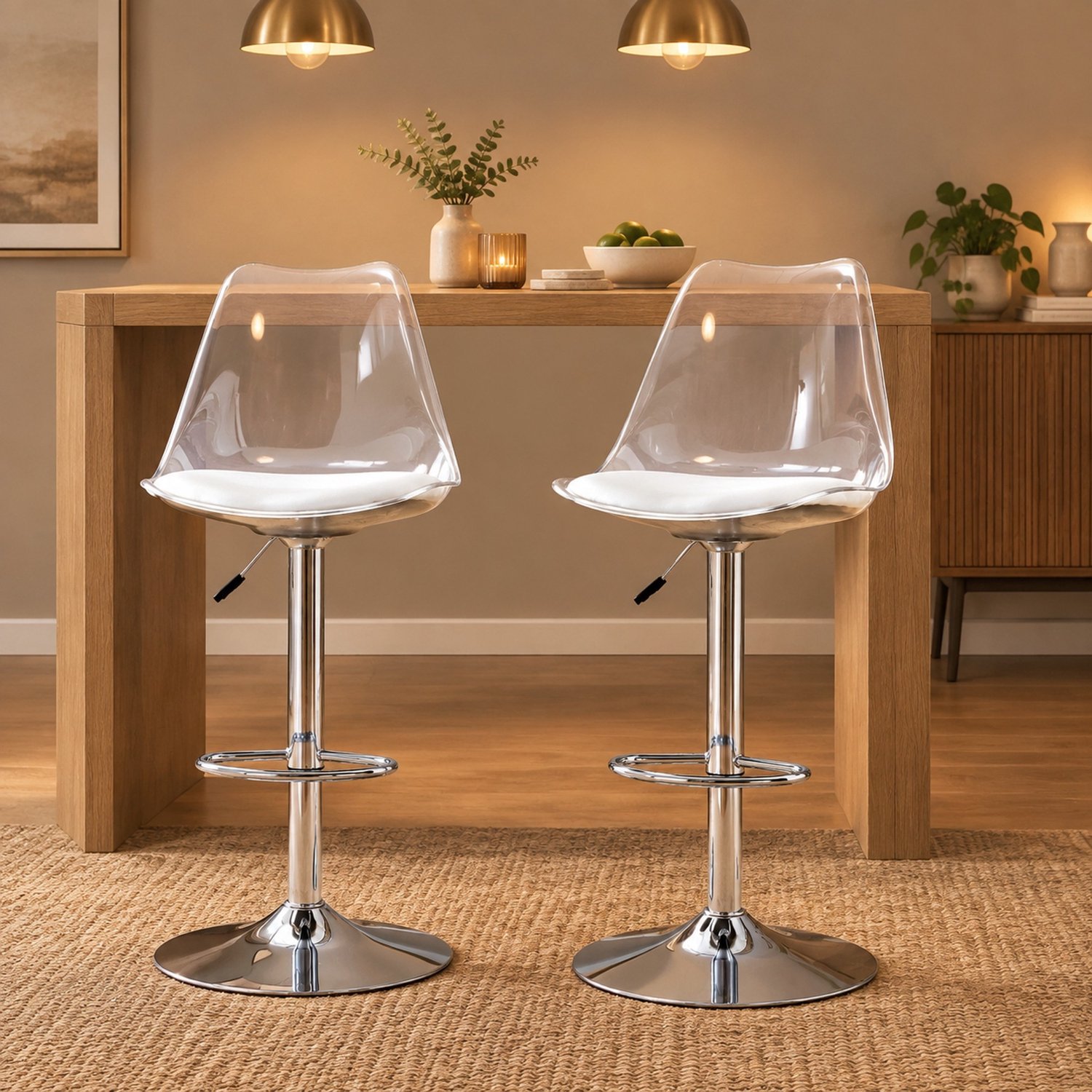 CHICFURN Barkruk - volwassenen - hoogteverstelbaar - set van 2 - zilver