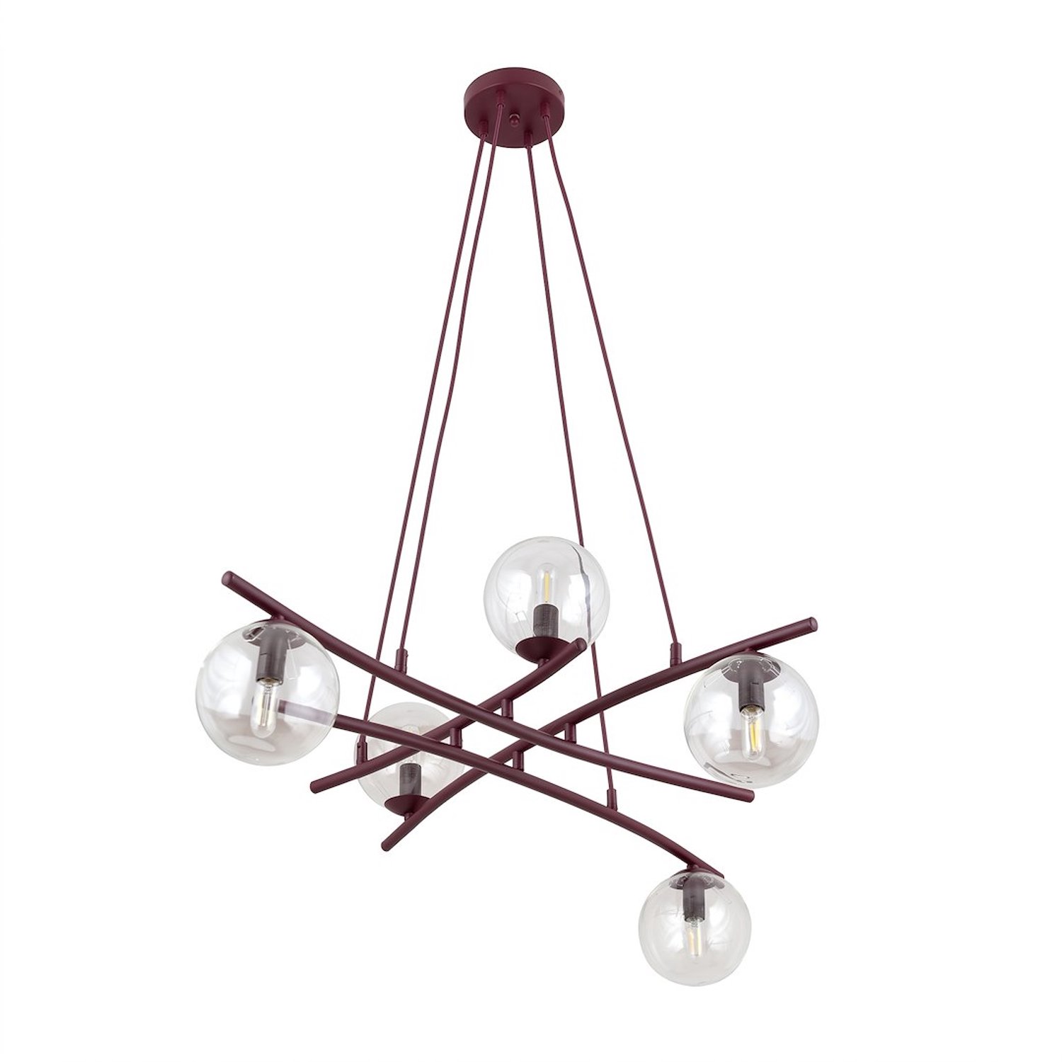 Emibig ESSA 5 BURGUNDY TRANSPARENT - Moderne hanglamp voor sfeervolle verlichting