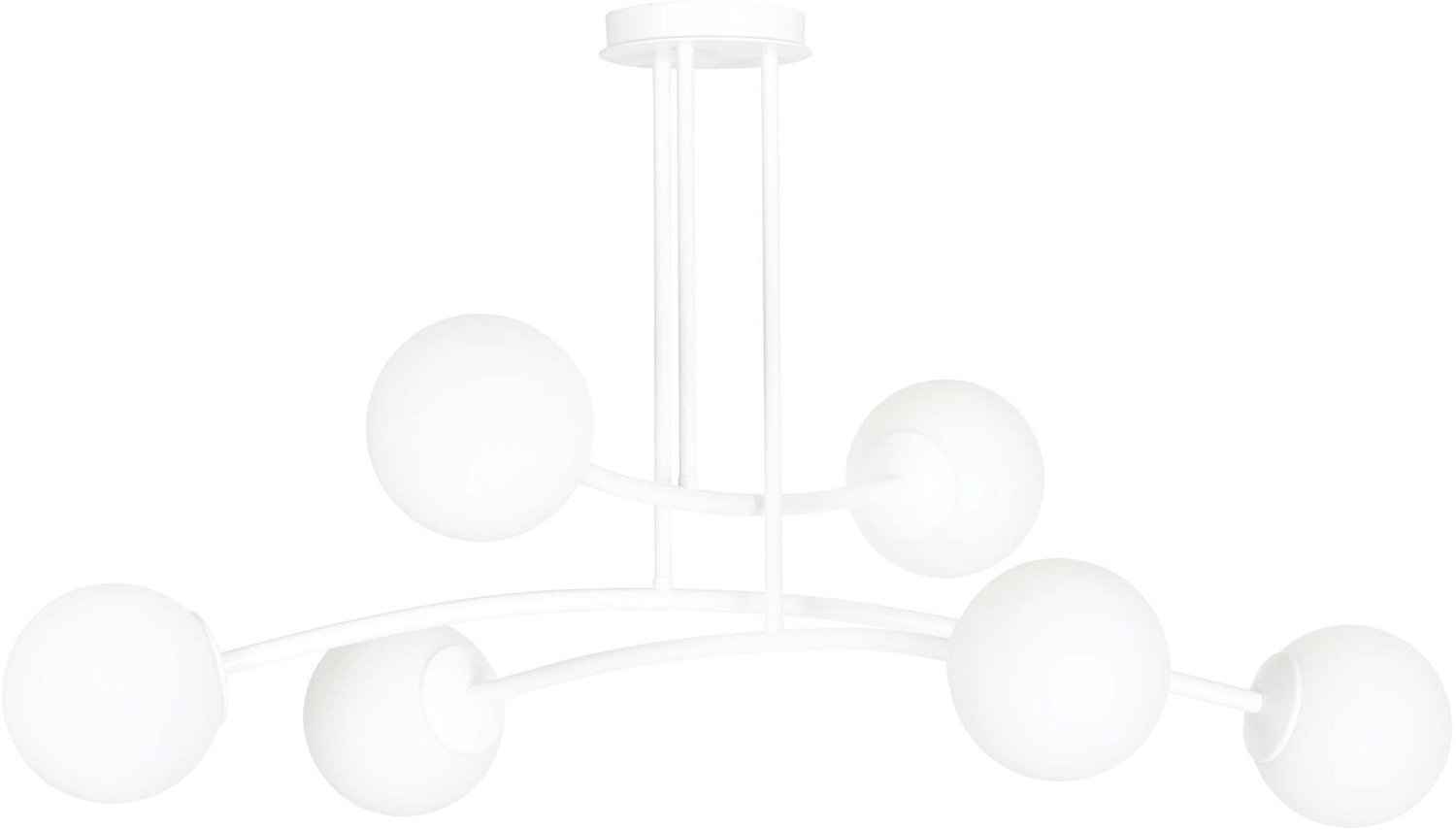 Emibig Lemvig witte design hanglamp met wit glas 6 lampen E14 - Perfect voor een moderne uitstraling in uw interieur